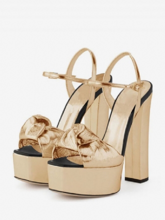 Kvinders Knotted Chunky Heel Platform Sandaler Prom Sko