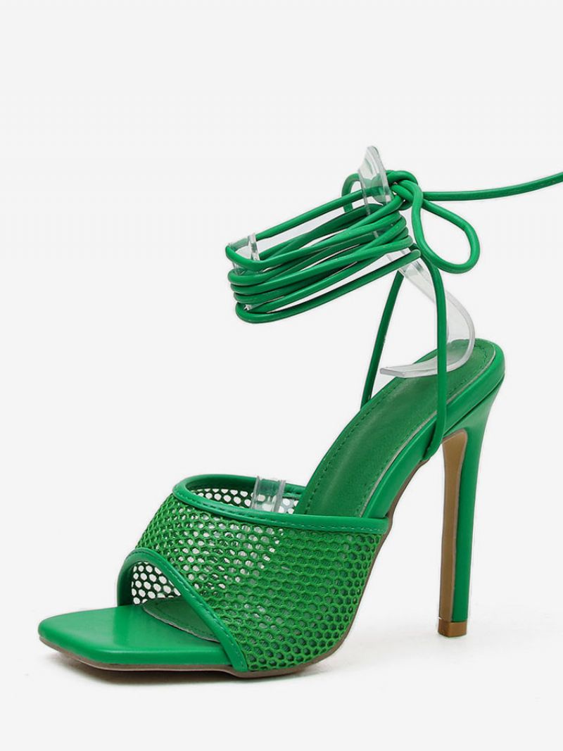 Kvinders Mesh Strappy Stiletto Prom Hælsandaler - Grøn