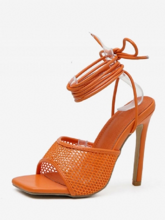 Kvinders Mesh Strappy Stiletto Prom Hælsandaler