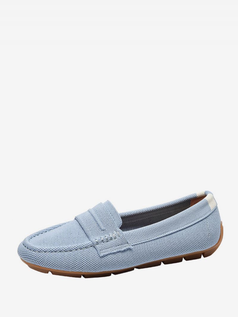 Kvinders Mule Loafers Rund Toe Slip On Flat Pumps - Lys Himmelblå