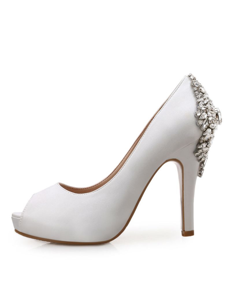 Kvinders Peep Toe Bridal Pumps - Hvid