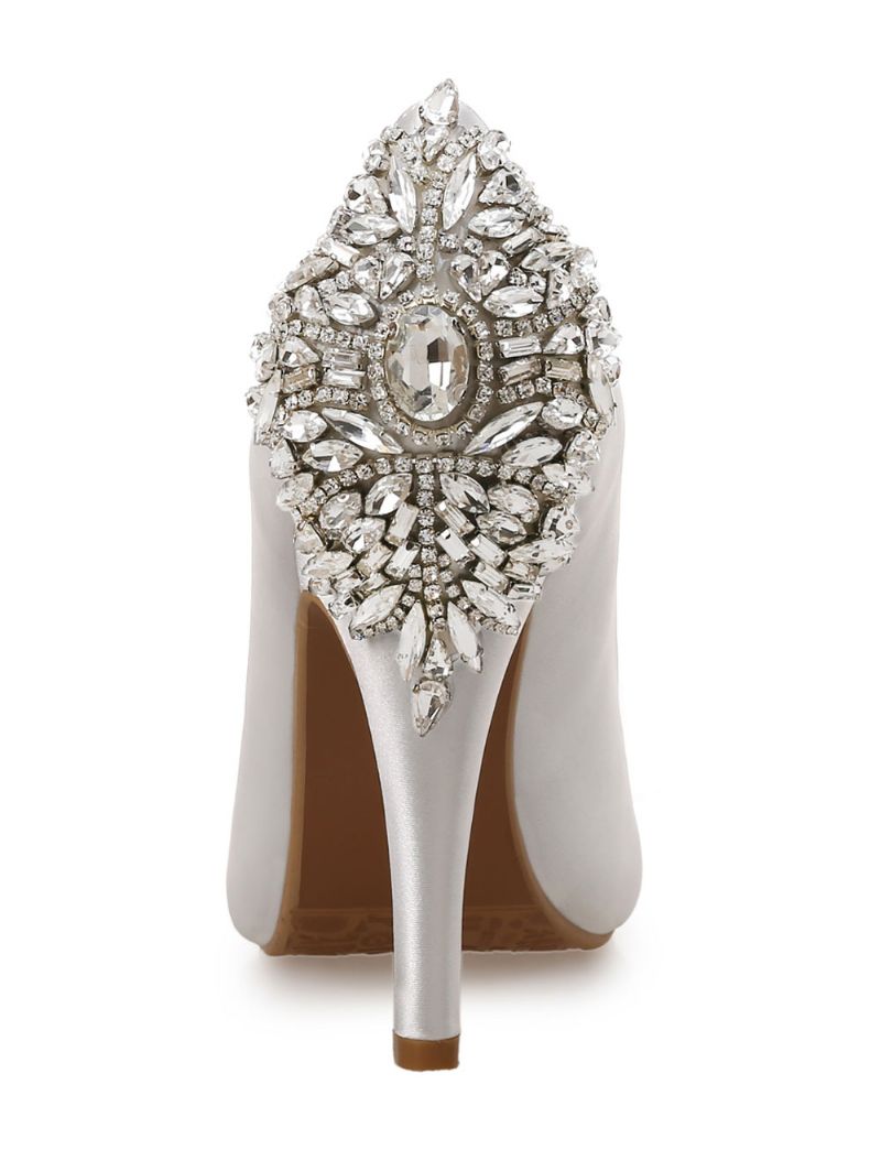 Kvinders Peep Toe Bridal Pumps - Hvid