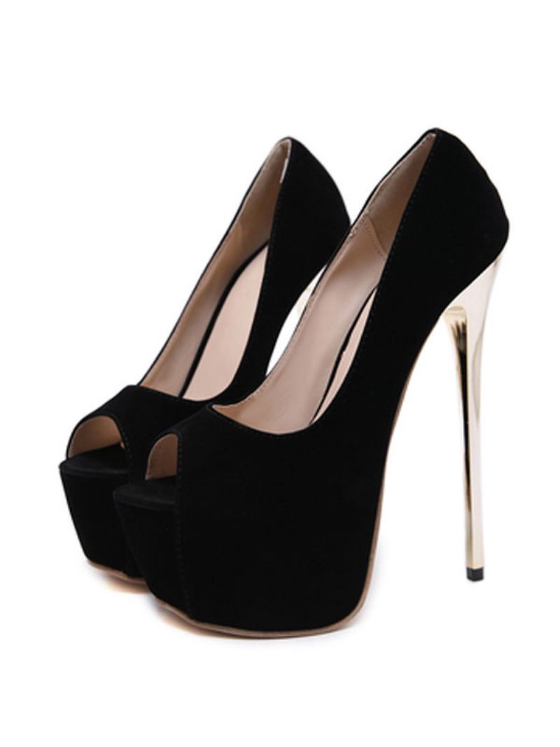 Kvinders Peep Toe Hæle Platform Stilethæl Chic Sexy Pumps - Sort