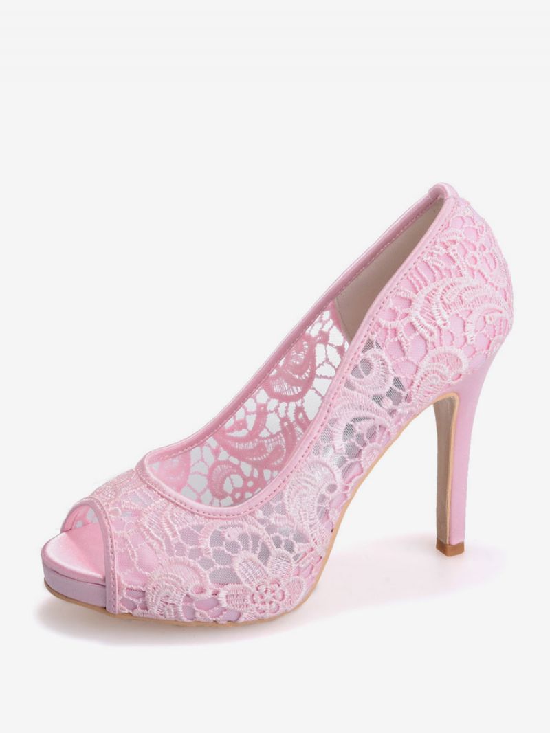 Kvinders Platform Blonde Brudehæle Peep Toe - Pink