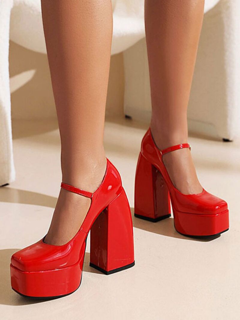 Kvinders Platform Mary Jane Pumps Chunky Heel