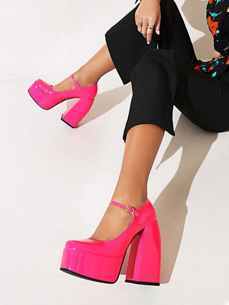 Kvinders Platform Mary Jane Pumps Chunky Heel - Rose