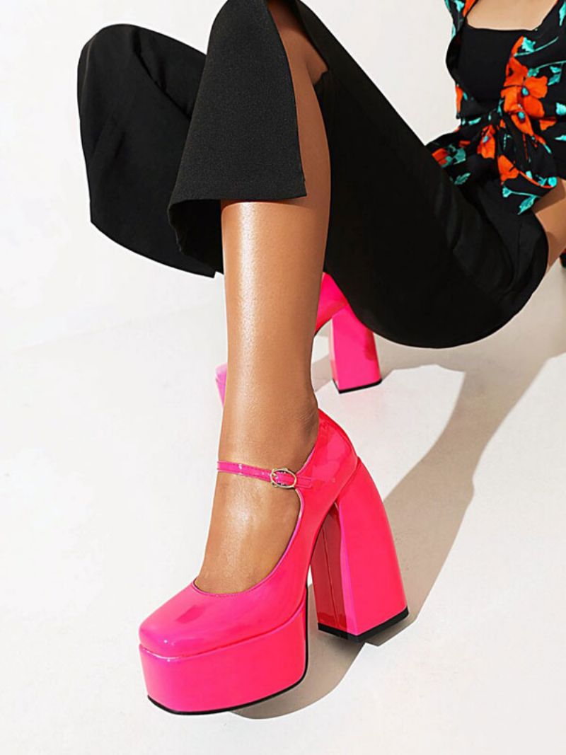 Kvinders Platform Mary Jane Pumps Chunky Heel - Rose