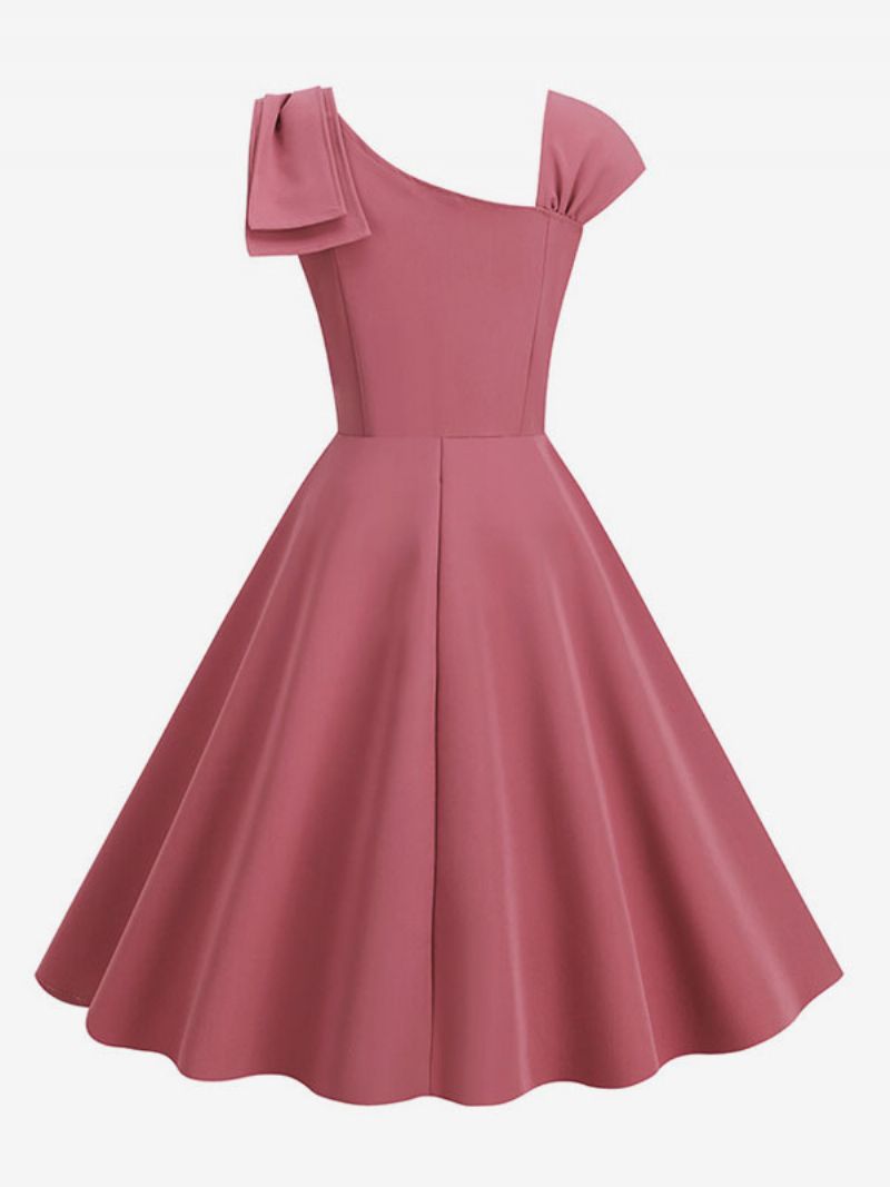 Kvinders Retrokjole 1950'erne Audrey Hepburn-stil Ærmeløs Mellemlang Rockabilly-kjole - Blush Pink