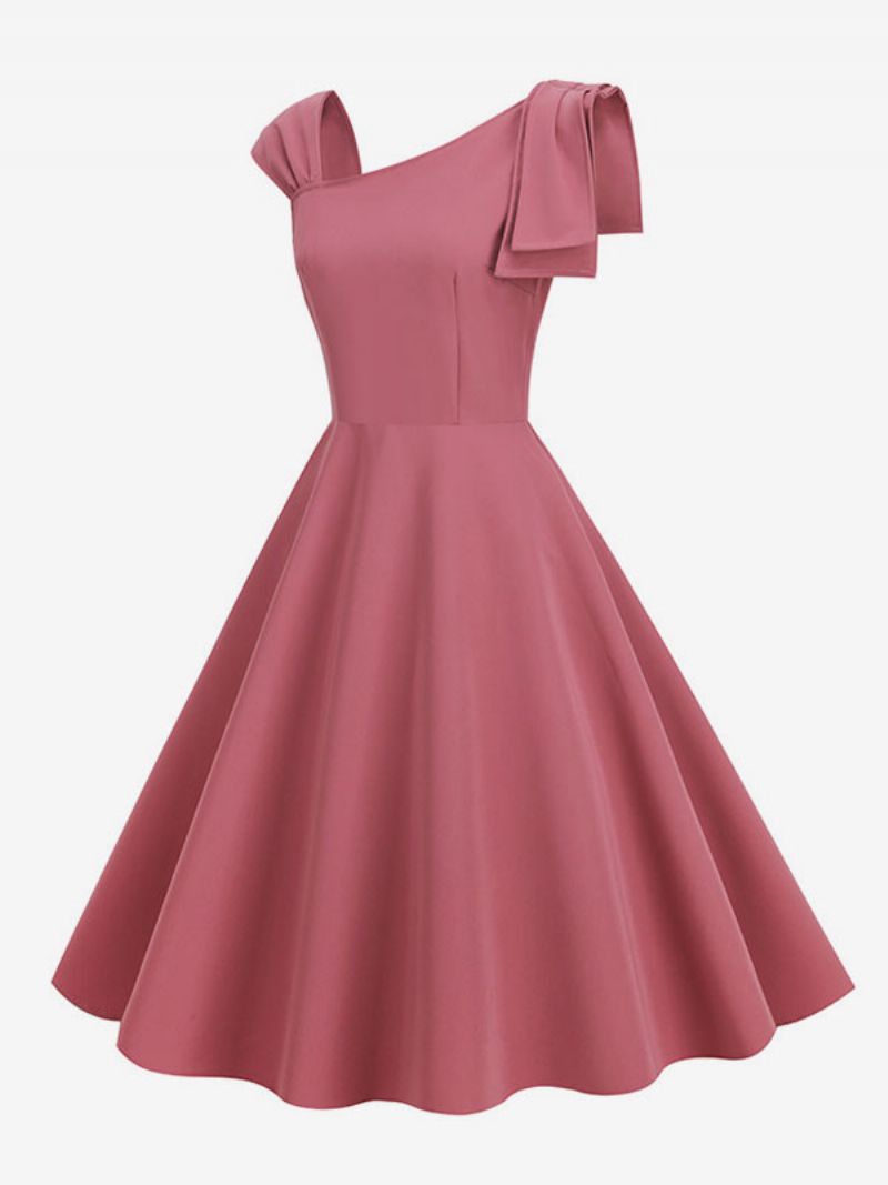 Kvinders Retrokjole 1950'erne Audrey Hepburn-stil Ærmeløs Mellemlang Rockabilly-kjole - Blush Pink