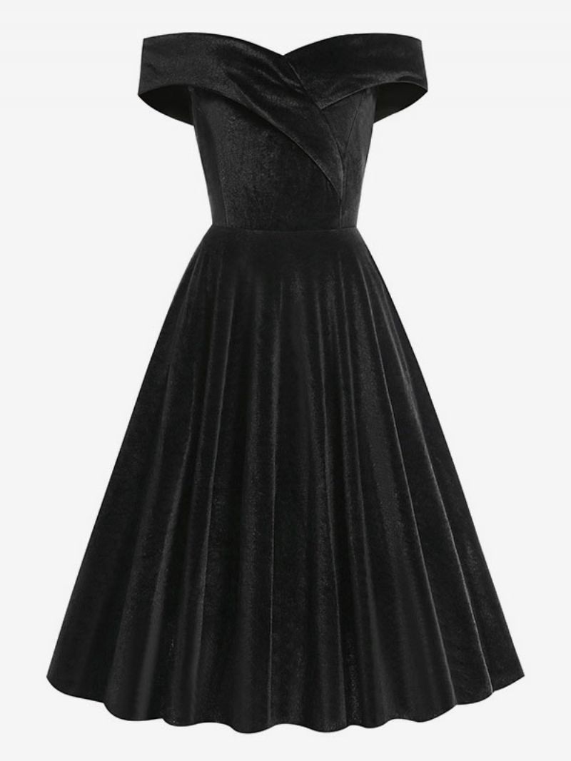 Kvinders Retrokjole 1950'erne Audrey Hepburn Style Bateau Neck Ærmeløs Medium Swing Kjole