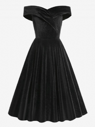 Kvinders Retrokjole 1950'erne Audrey Hepburn Style Bateau Neck Ærmeløs Medium Swing Kjole