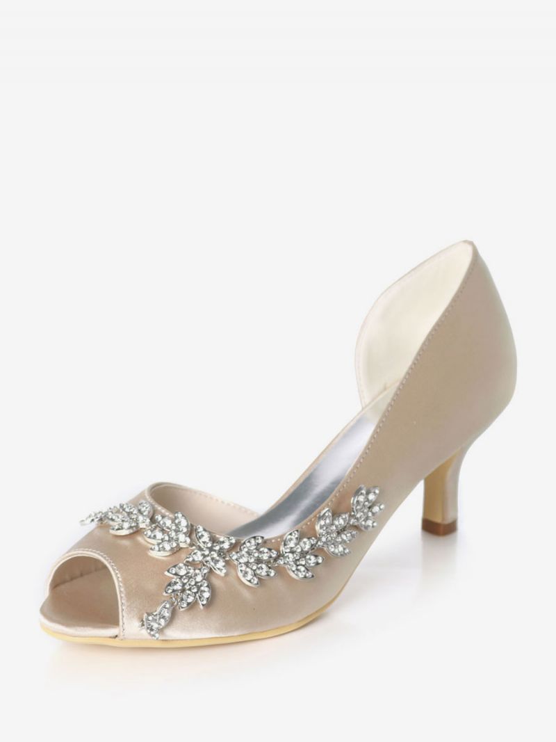 Kvinders Rhinestone Dorsay Bridal Pumps Kitten Hæl