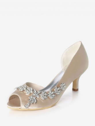 Kvinders Rhinestone Dorsay Bridal Pumps Kitten Hæl