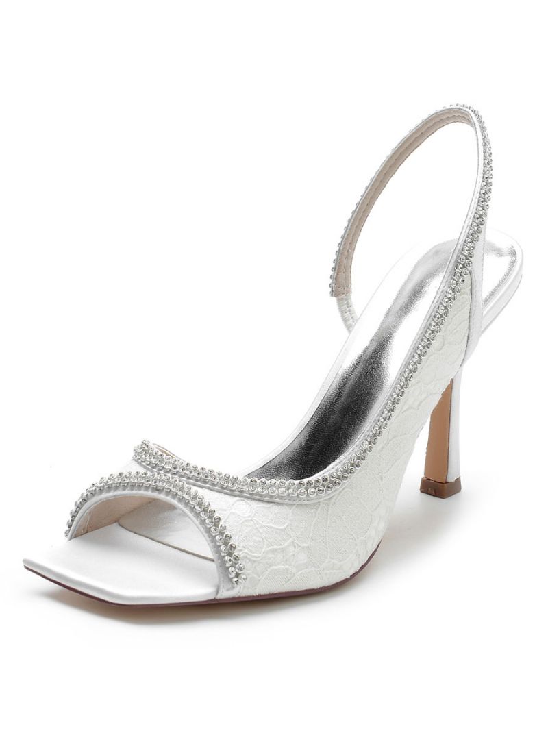 Kvinders Rhinestones Blonder Slingback Stilethæl Brudesandaler