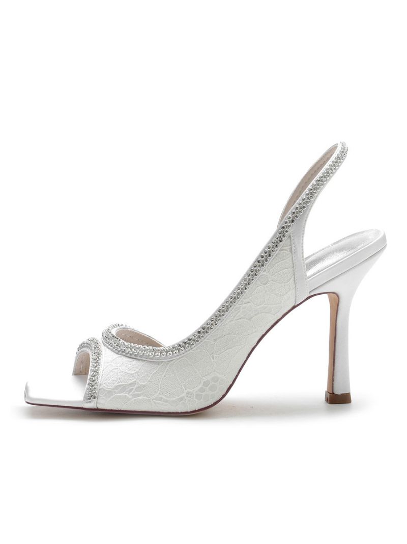 Kvinders Rhinestones Blonder Slingback Stilethæl Brudesandaler - Hvid