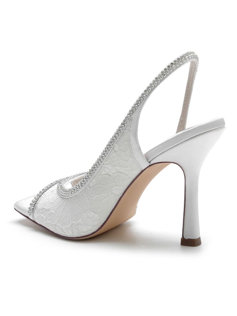 Kvinders Rhinestones Blonder Slingback Stilethæl Brudesandaler - Hvid