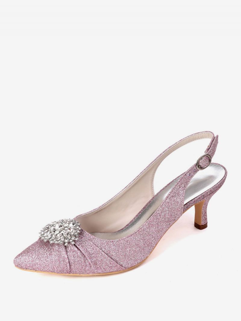 Kvinders Rhinestones Brudesko Slingback Killingehæle - Lilla