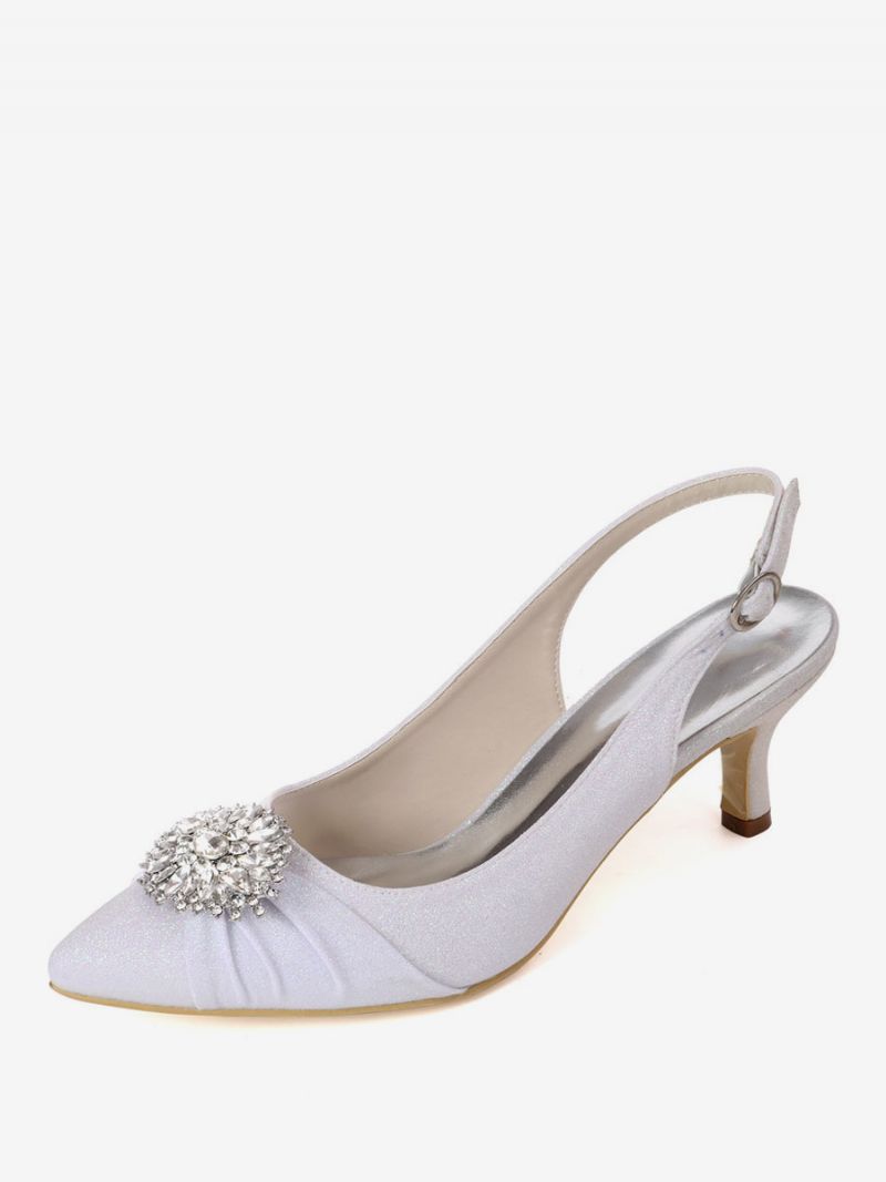 Kvinders Rhinestones Brudesko Slingback Killingehæle - Hvid