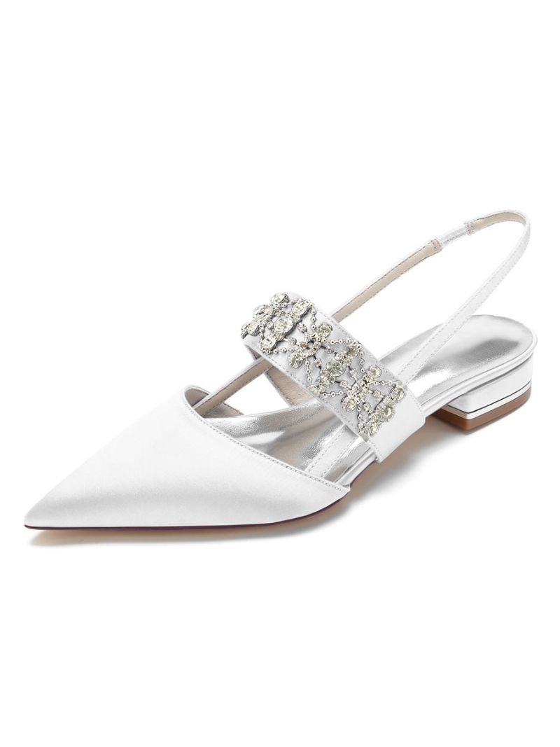 Kvinders Rhinestones Slingback Brudelejligheder I Satin