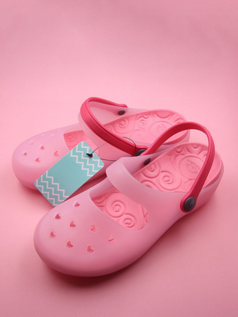 Kvinders Slide Sandaler Pink Tofarvede Runde Toe Cut Out Slippers