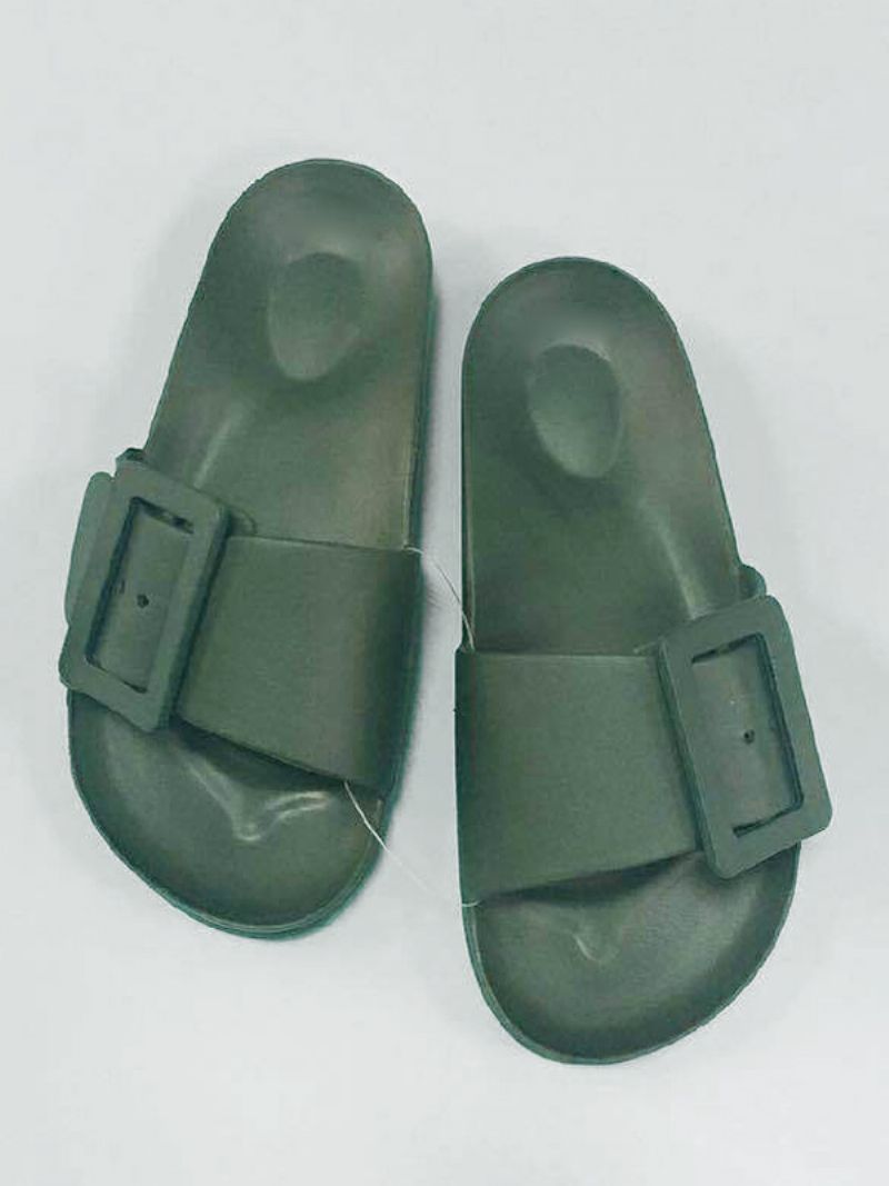 Kvinders Slidesandaler Sort Casual Buttons Sandal Slides - Grøn