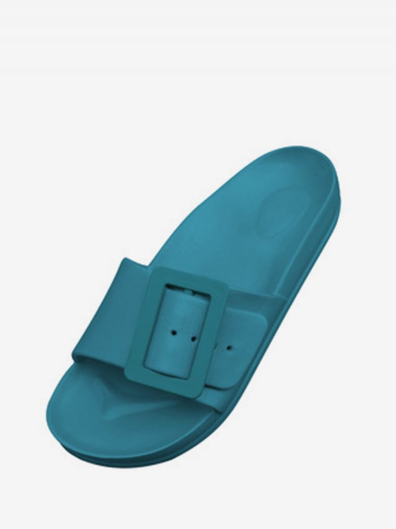 Kvinders Slidesandaler Sort Casual Buttons Sandal Slides - Blå