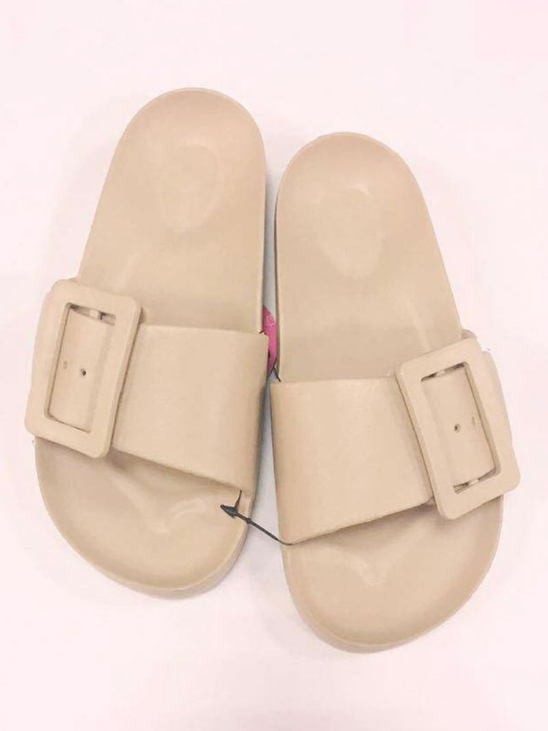 Kvinders Slidesandaler Sort Casual Buttons Sandal Slides - Beige