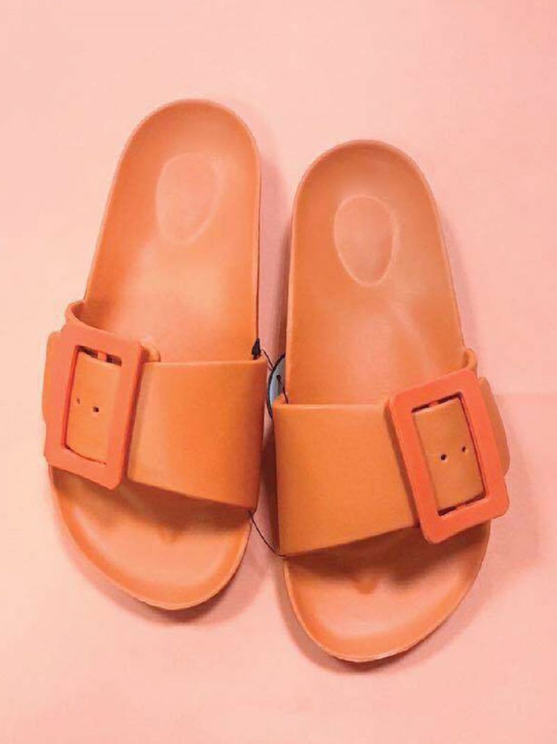 Kvinders Slidesandaler Sort Casual Buttons Sandal Slides - Orange