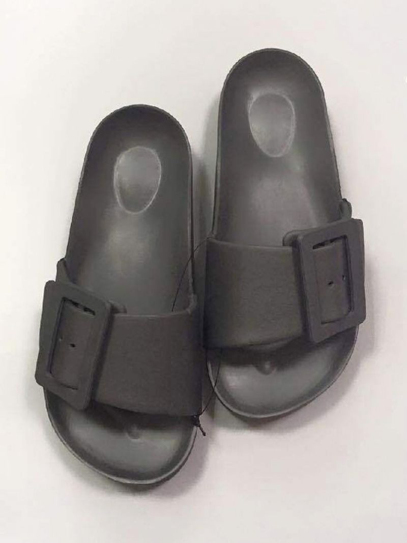 Kvinders Slidesandaler Sort Casual Buttons Sandal Slides - Sort