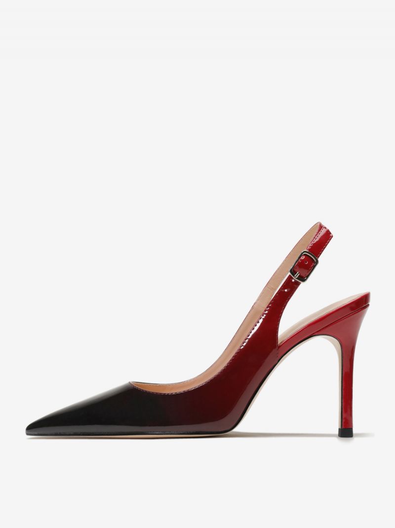 Kvinders Slingback Hæle Knapper Stiletto Heel Pumps - Rød