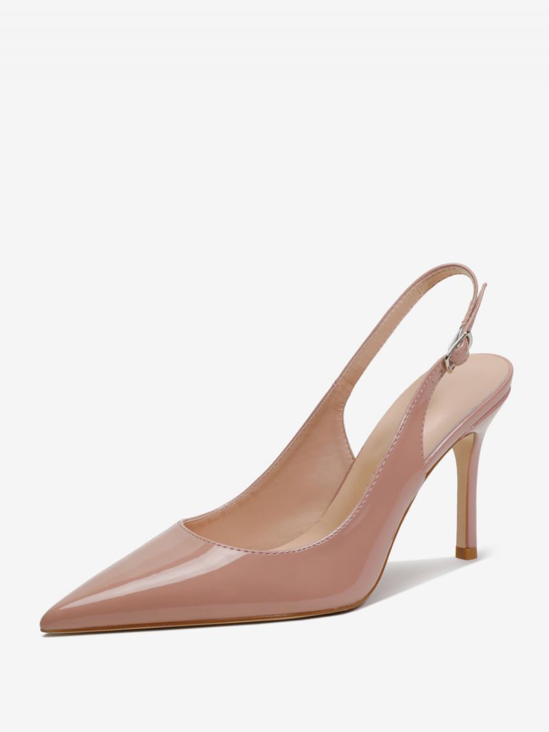 Kvinders Slingback Hæle Knapper Stiletto Heel Pumps - Kød