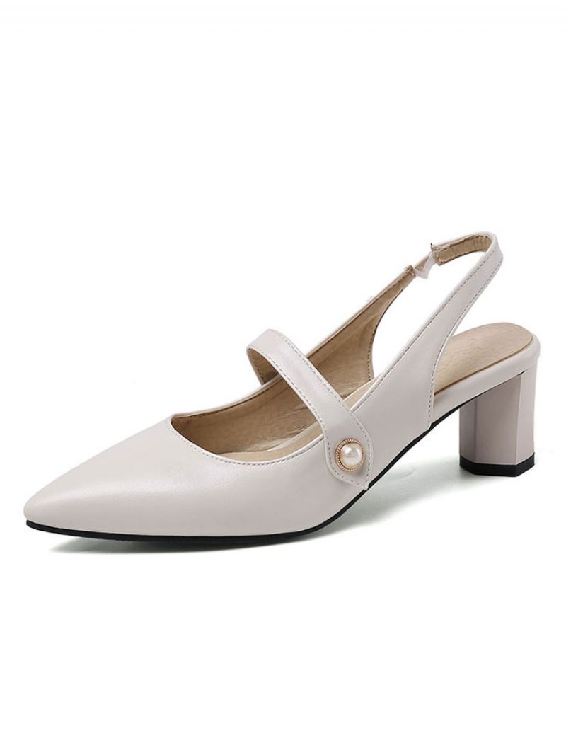 Kvinders Slingback Hæle Spidse Tå Mary Jane Chunky Heel Pumps Vintage Sko