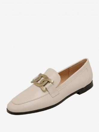 Kvinders Slip On Loafers Hvide Runde Flade Sko