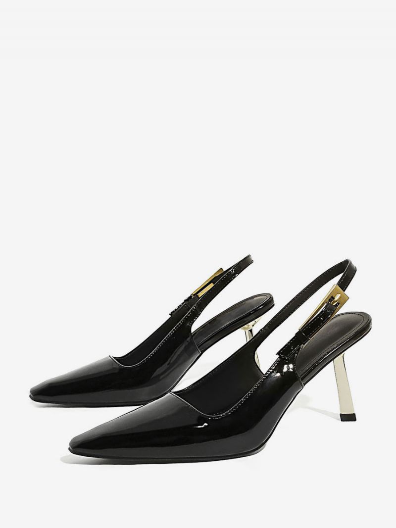 Kvinders Sorte Kjole Sko Med Spids Tå Specialformede Højhælede Slingback Pumps