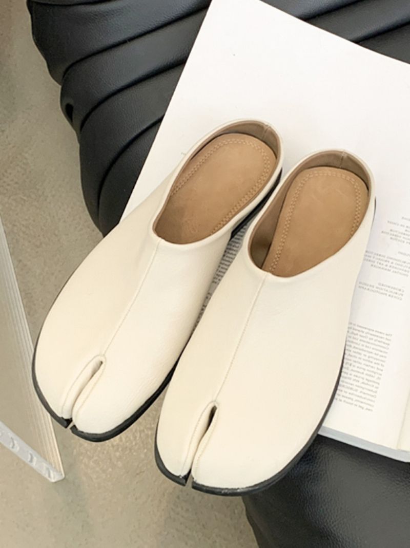 Kvinders Sorte Træsko Fingerdesignede Slip On Hjemmesko - Beige