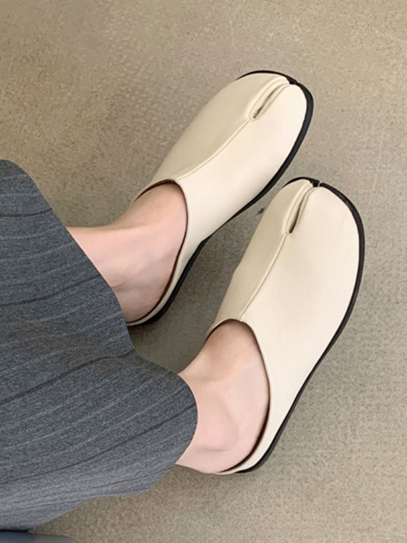 Kvinders Sorte Træsko Fingerdesignede Slip On Hjemmesko - Beige