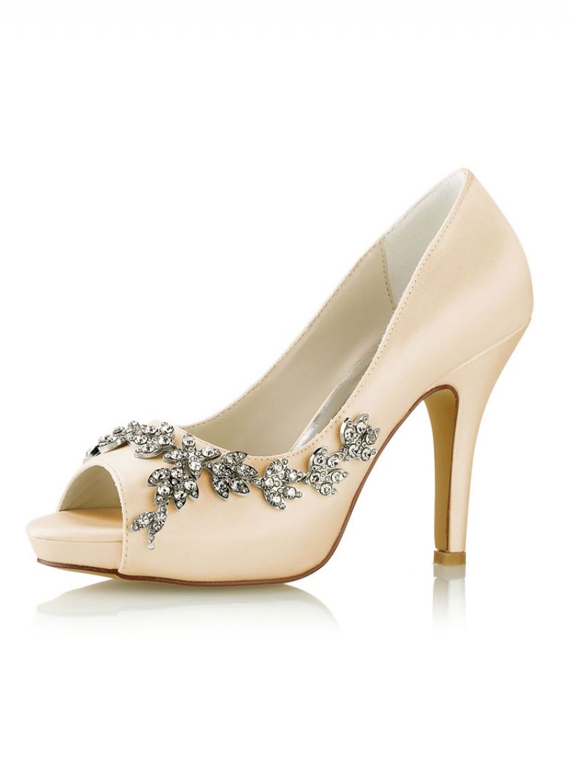 Kvinders Wedding Pumps Rhinestone Platform Stiletto Hæle - Champagne