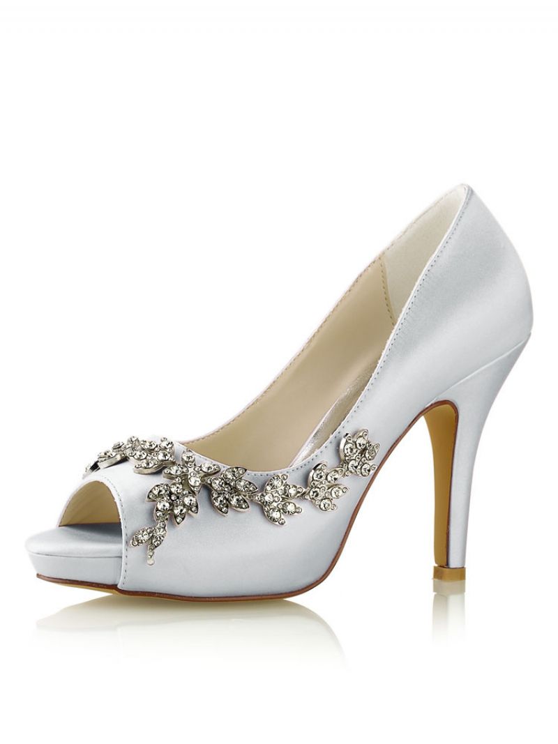 Kvinders Wedding Pumps Rhinestone Platform Stiletto Hæle - Sølv