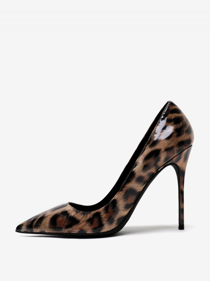 Leopard High Heel Pumps Stiletto-hæle Med Spids Tå Til Kvinder - Kaffe Brun