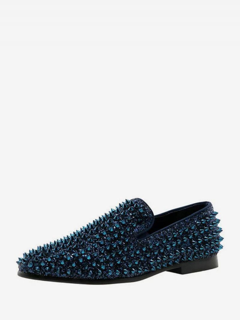 Loafer Sko Til Mænd Pailletter Glitter Pigge Nitter Slip-on Prom Fest Bryllup - Mørk Navy