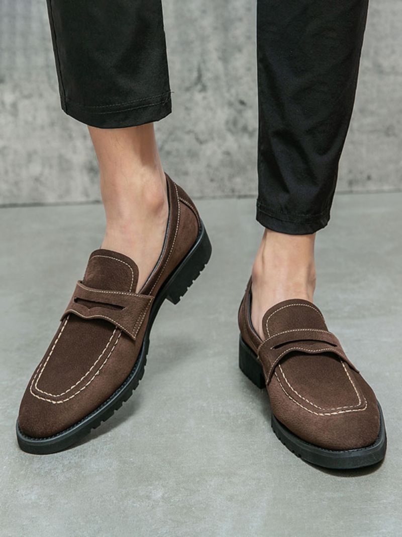 Loafer Sko Til Mænd Pu Læder Monk Strap Slip-on Prom Festsko - Kaffe Brun