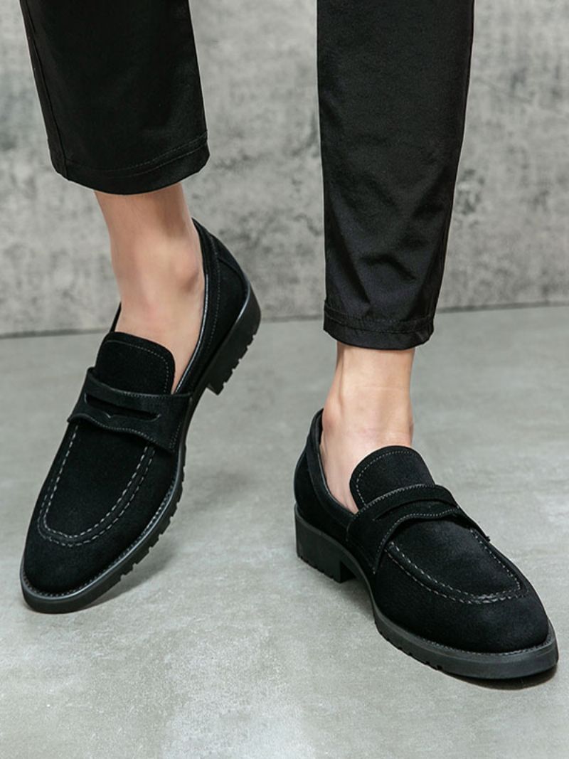 Loafer Sko Til Mænd Pu Læder Monk Strap Slip-on Prom Festsko - Sort