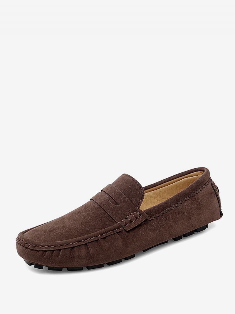 Loafer Sko Til Mænd Rund Tå Slip-on Køresko - Kaffe Brun