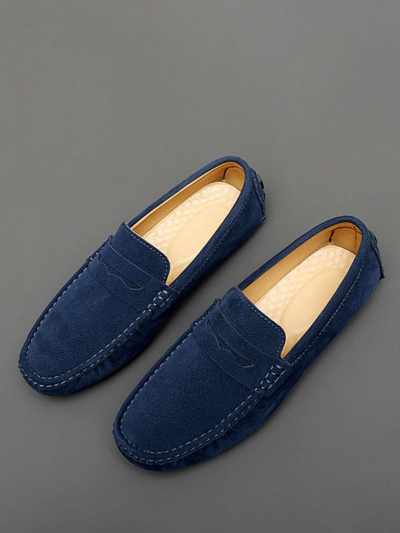 Loafer Sko Til Mænd Rund Tå Slip-on Køresko - Blå