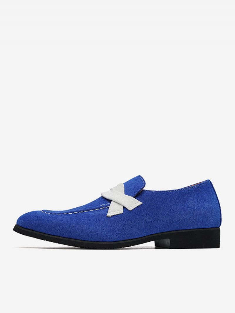 Loafer Sko Til Mænd Slip-on Monk Strap Farveblok Rund Tå Pu Læder Gallafestsko - Blå