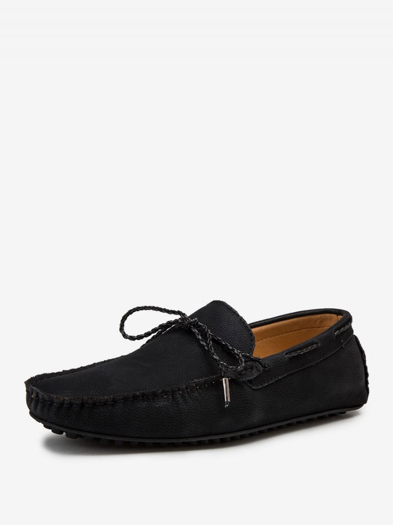 Loafer Sko Til Mænd Slip-on Rund Tå Pu Læder - Sort