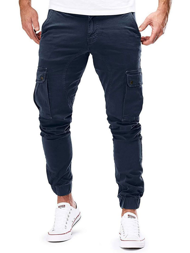 Mænd Bukser Casual Tapered Fit Sweatpants Hunter Green Pants - Mørk Navy