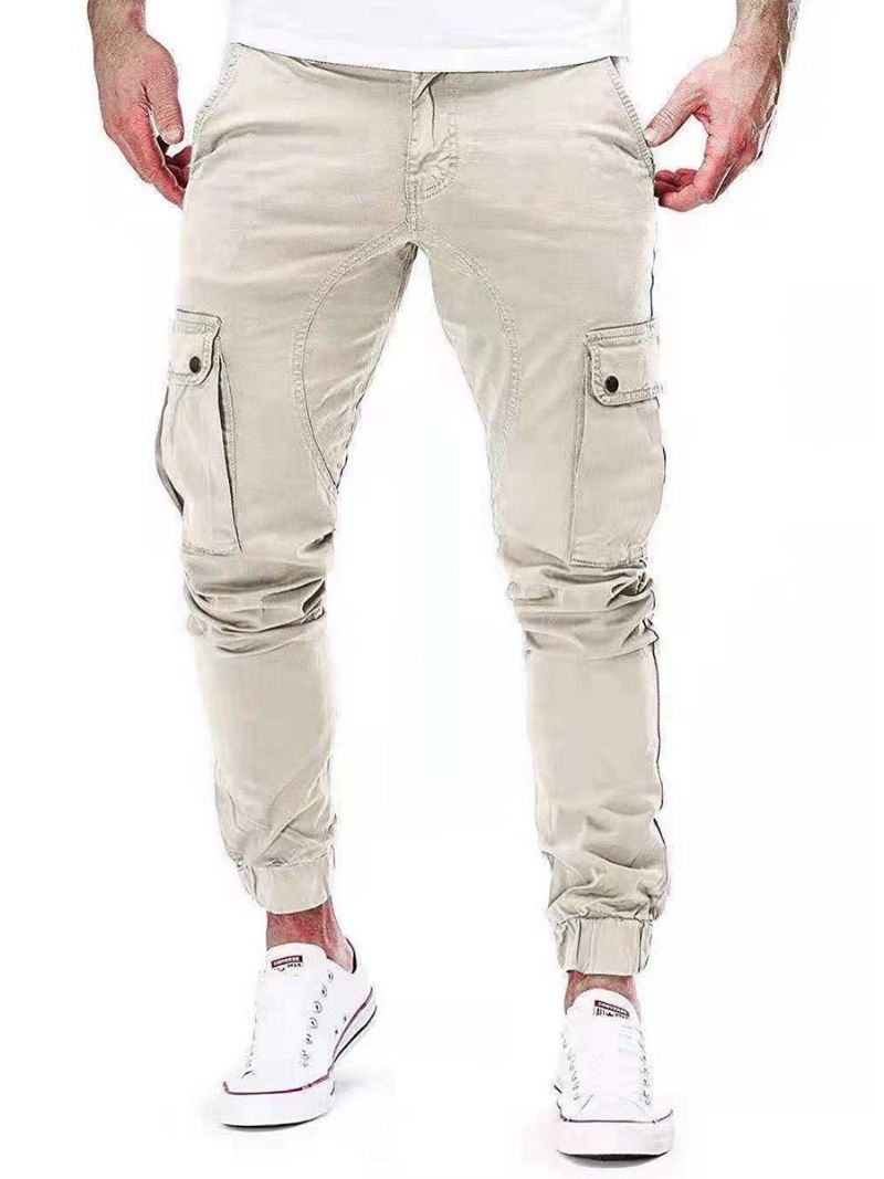 Mænd Bukser Casual Tapered Fit Sweatpants Hunter Green Pants - Beige