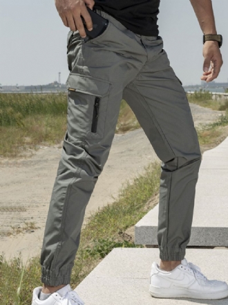 Mænd Bukser Comfy Natural Waist Straight Cargo Pant Grønne