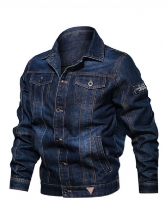 Mænd Denim Jakker Chic Deep Blue Moderne Cowboy Regular Fit Jakke